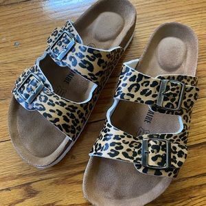 Cheetah Birkenstock-style sandals hardly worn